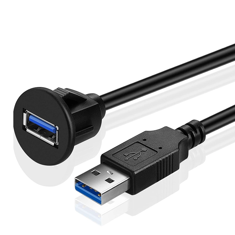 Single Ports USB 3.0 Male to Female Waterproof Panel Flush Mount Extension Cable