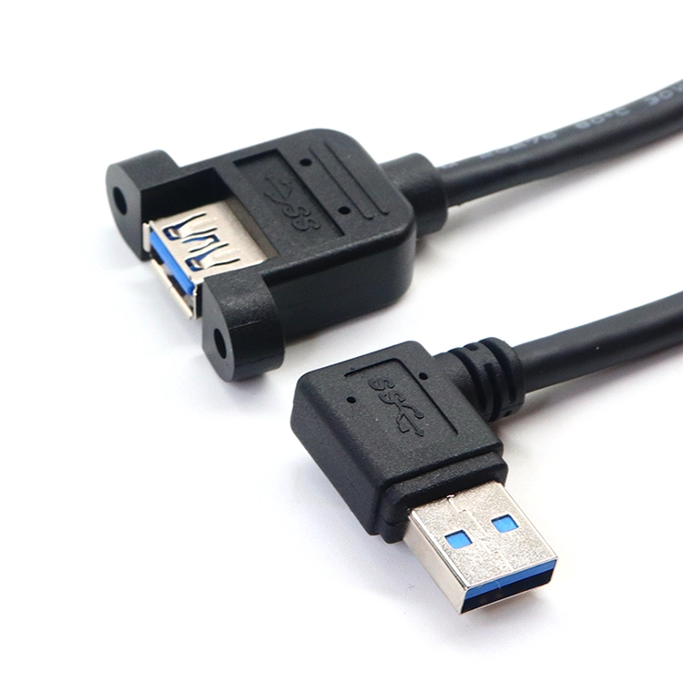 USB 3.0 直角公对母面板安装延长充电电缆