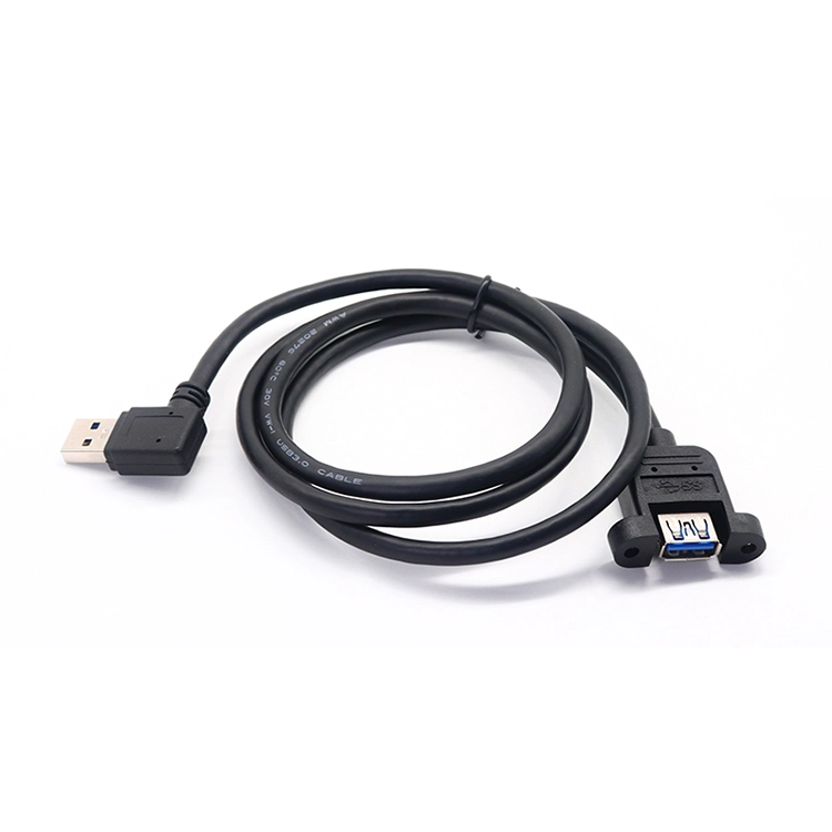 USB 3.0 直角公对母面板安装延长充电电缆