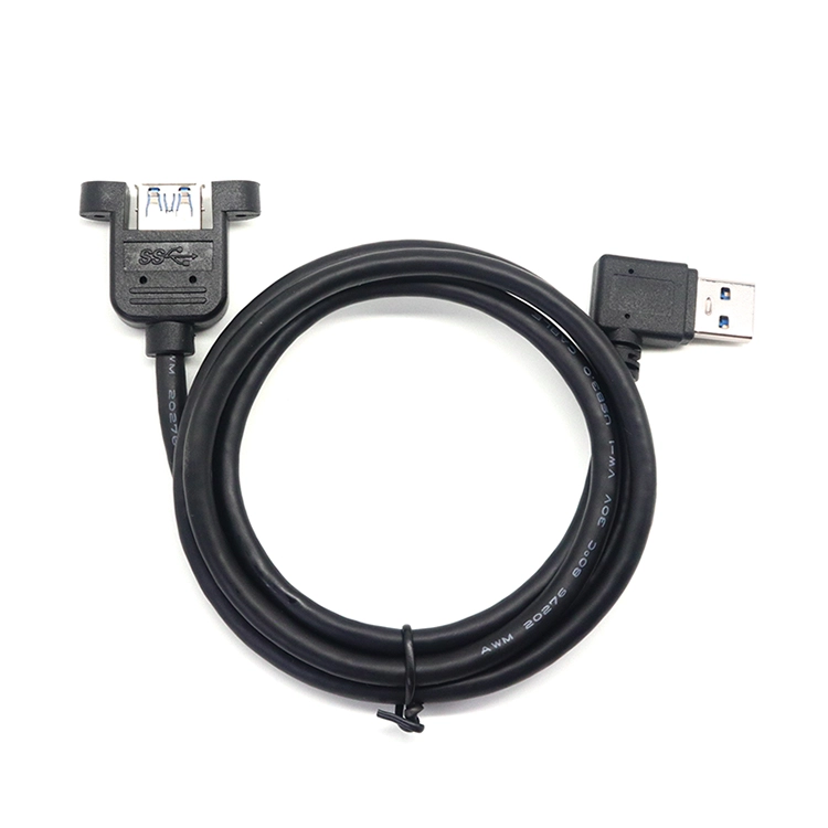 USB 3.0 直角公对母面板安装延长充电电缆
