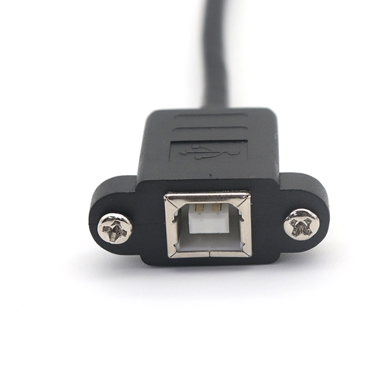 打印机电缆 USB 2.0 B 公头转 USB B 母头面板安装延长电缆,带螺钉锁定