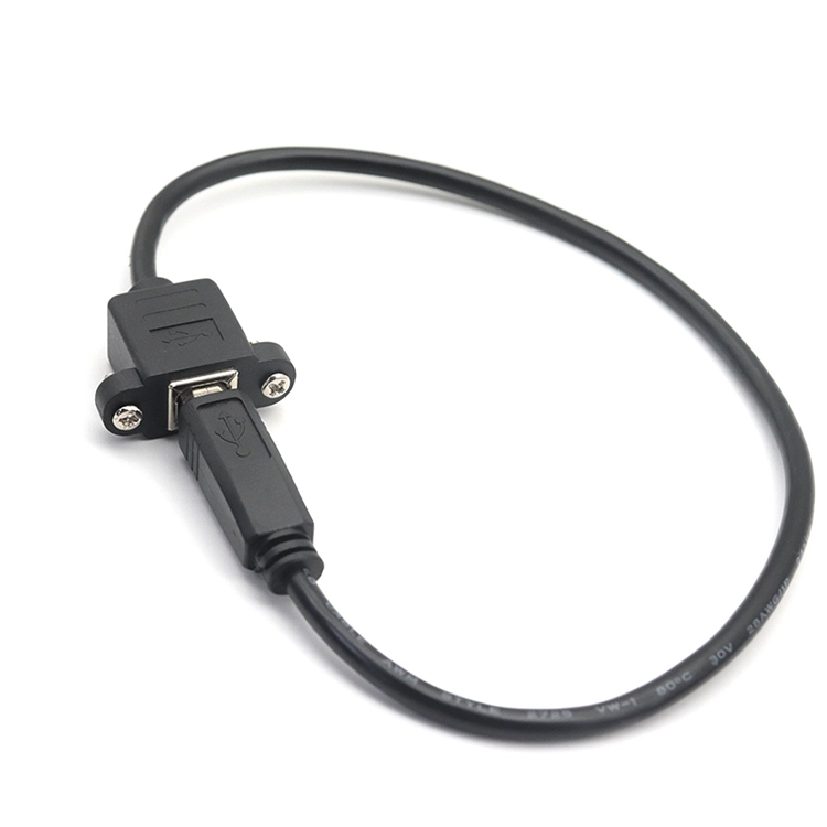 打印机电缆 USB 2.0 B 公头转 USB B 母头面板安装延长电缆,带螺钉锁定