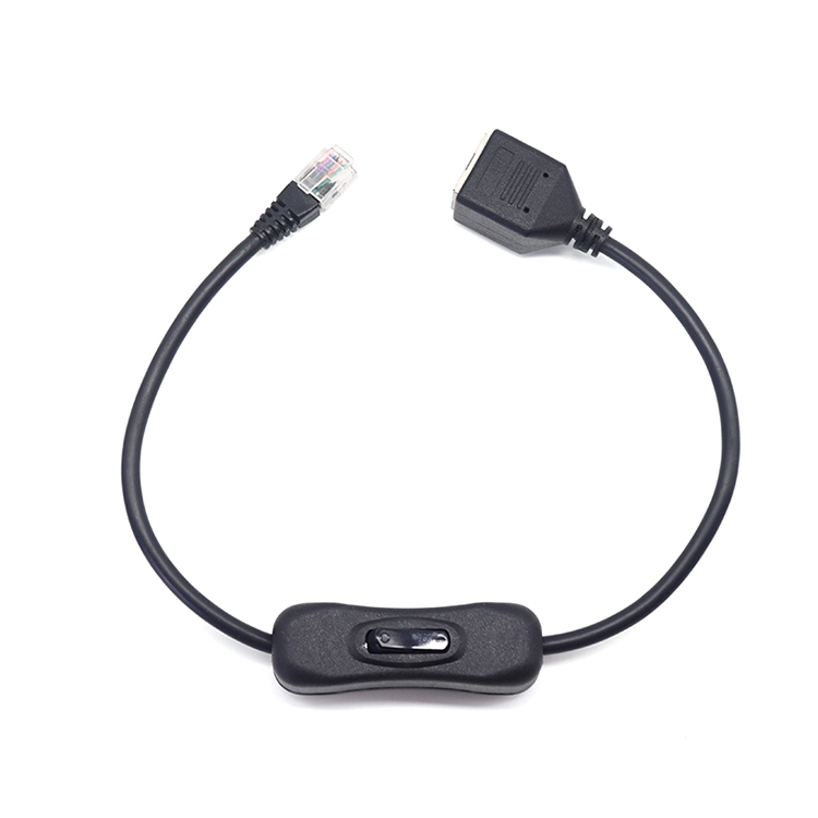 Cavo adattatore Ethernet per telefono OEM ODM RJ12 maschio a RJ12 femmina con interruttore on-off in linea