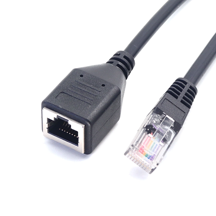 RJ45 公头转 RJ45 母头 Cat 6 以太网延长线适配器,带开关控制开关