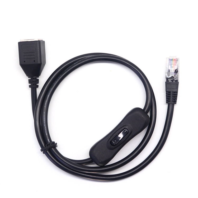 RJ45 公头转 RJ45 母头 Cat 6 以太网延长线适配器,带开关控制开关