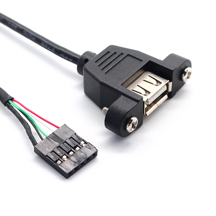 China Dupont 5Pin to USB 2.0 A Female Header Panel Mount Extension Cable manufacturer
