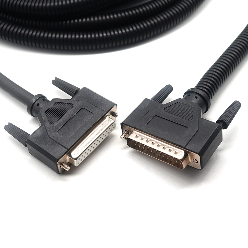 D-Sub-Kabel DB 25-Pin-Stecker auf Buchse, serielle Schnittstelle, RS232-Verlängerungskabel mit Schutzhülle