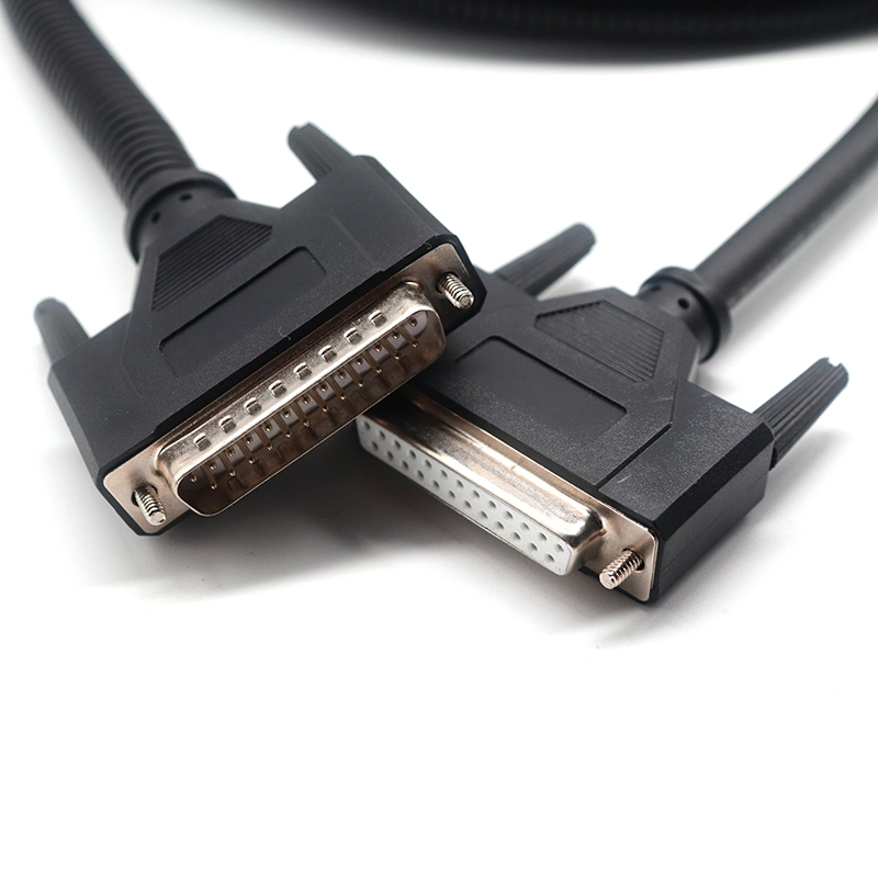D-Sub-Kabel DB 25-Pin-Stecker auf Buchse, serielle Schnittstelle, RS232-Verlängerungskabel mit Schutzhülle