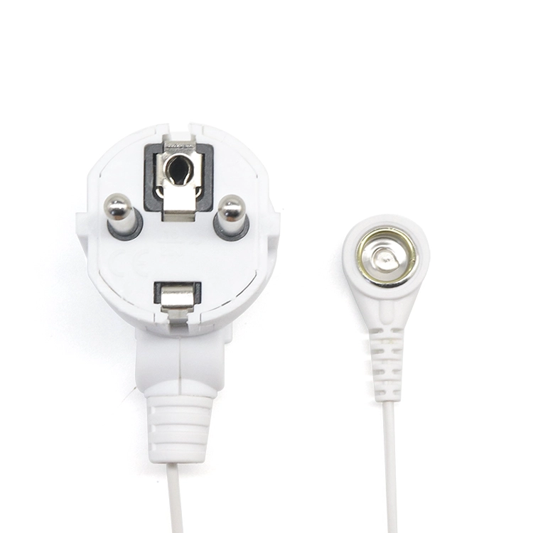 ESD Wire EU Power Adapter Plug to 10.0mm ECG Female Snap Lead Wire