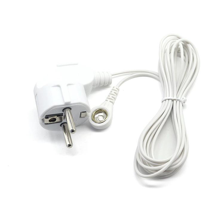 ESD Wire EU Power Adapter Plug to 10.0mm ECG Female Snap Lead Wire