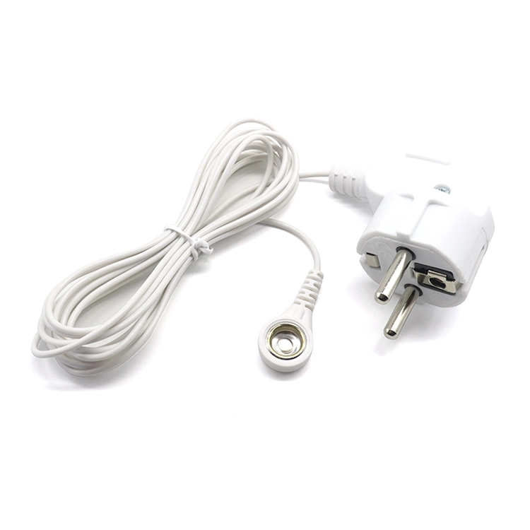 ESD Wire EU Power Adapter Plug to 10.0mm ECG Female Snap Lead Wire