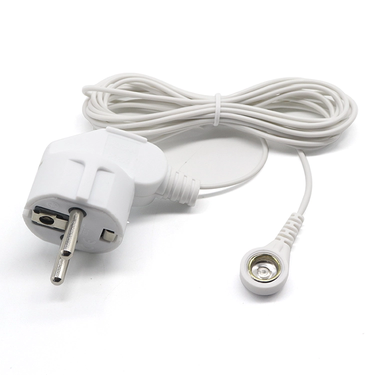 ESD Wire EU Power Adapter Plug to 10.0mm ECG Female Snap Lead Wire