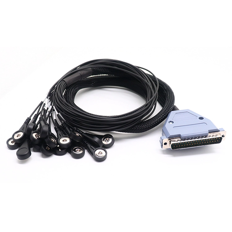 Customized DB37 Pin Male Connector to Electrode Female Snap with 18 Lead Wires