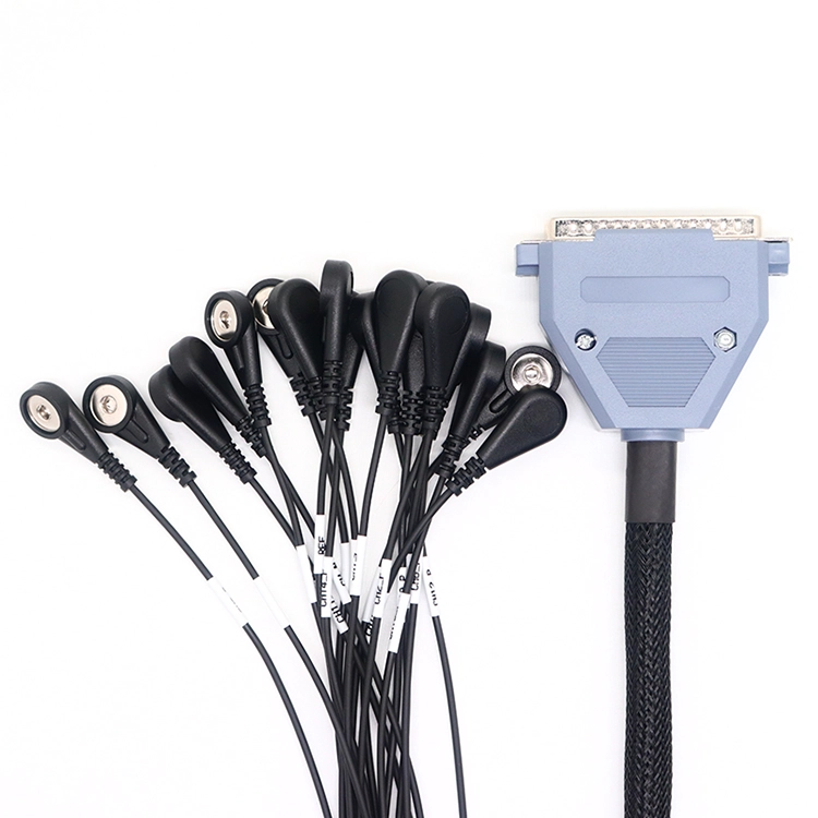 Customized DB37 Pin Male Connector to Electrode Female Snap with 18 Lead Wires
