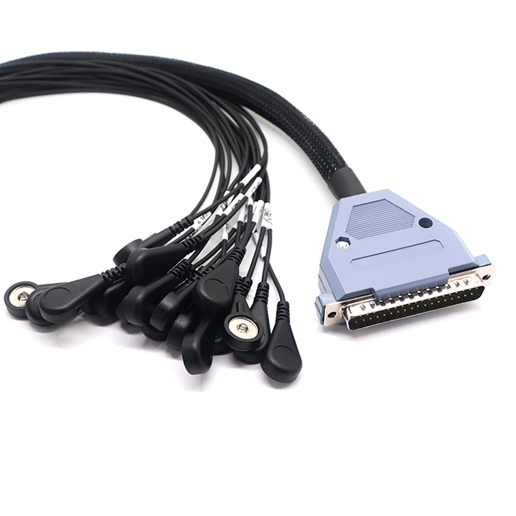 Customized DB37 Pin Male Connector to Electrode Female Snap with 18 Lead Wires