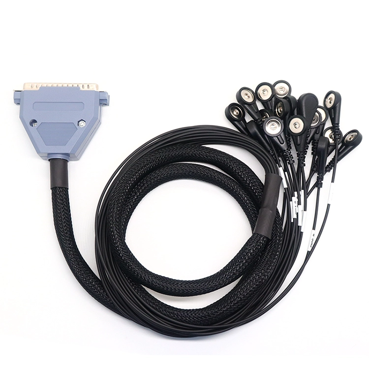Customized DB37 Pin Male Connector to Electrode Female Snap with 18 Lead Wires
