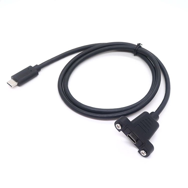 USB 3.1 C 型公对母面板安装充电电缆,带螺丝锁定