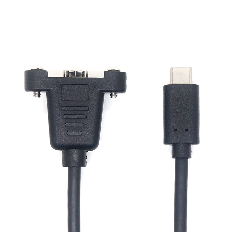 USB 3.1 C 型公对母面板安装充电电缆,带螺丝锁定