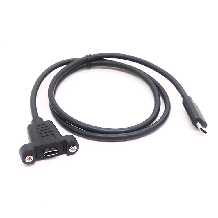 USB 3.1 C 型公对母面板安装充电电缆,带螺丝锁定
