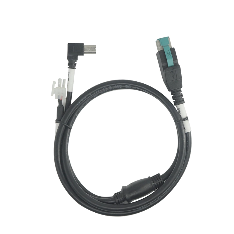 12V PoweredUSB Y Splitter Extension Cable to USB B Male with Molex 2Pin Connector