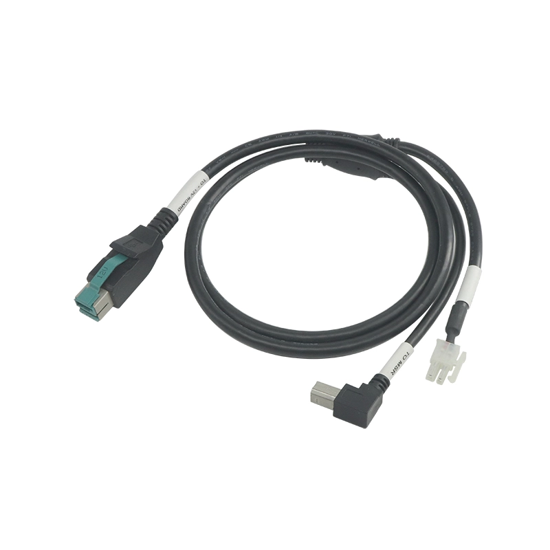 12V PoweredUSB Y Splitter Extension Cable to USB B Male with Molex 2Pin Connector