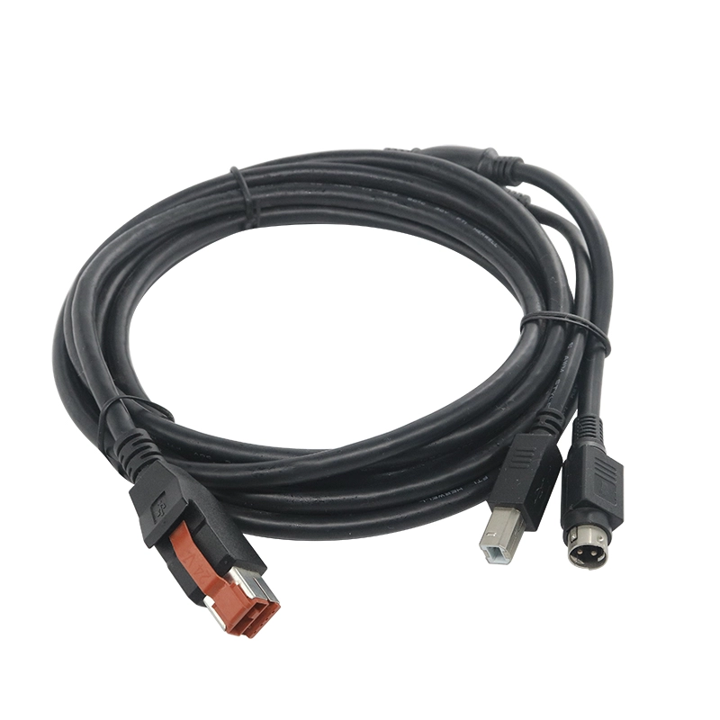 Cavo splitter Y di estensione USB alimentato a 24 V a USB B maschio con connettore Din a 3 pin
