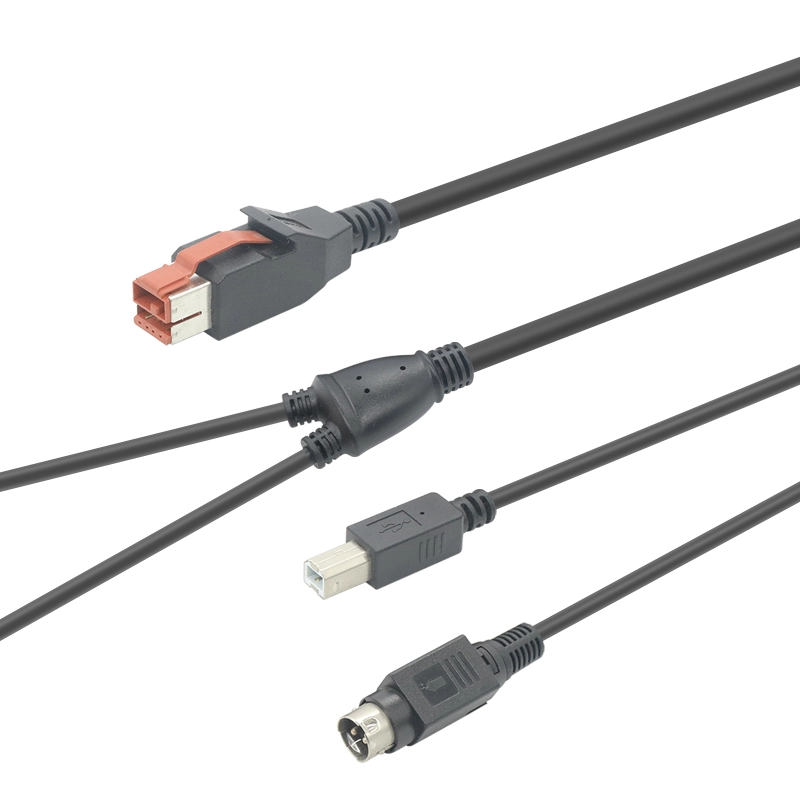 Cavo splitter Y di estensione USB alimentato a 24 V a USB B maschio con connettore Din a 3 pin