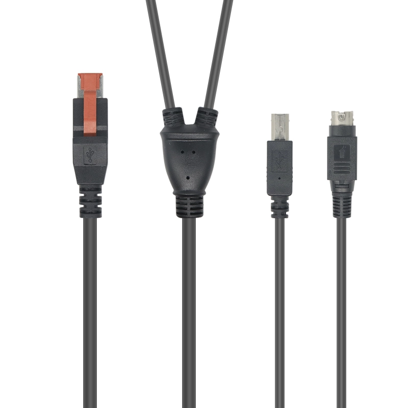 Cavo splitter Y di estensione USB alimentato a 24 V a USB B maschio con connettore Din a 3 pin