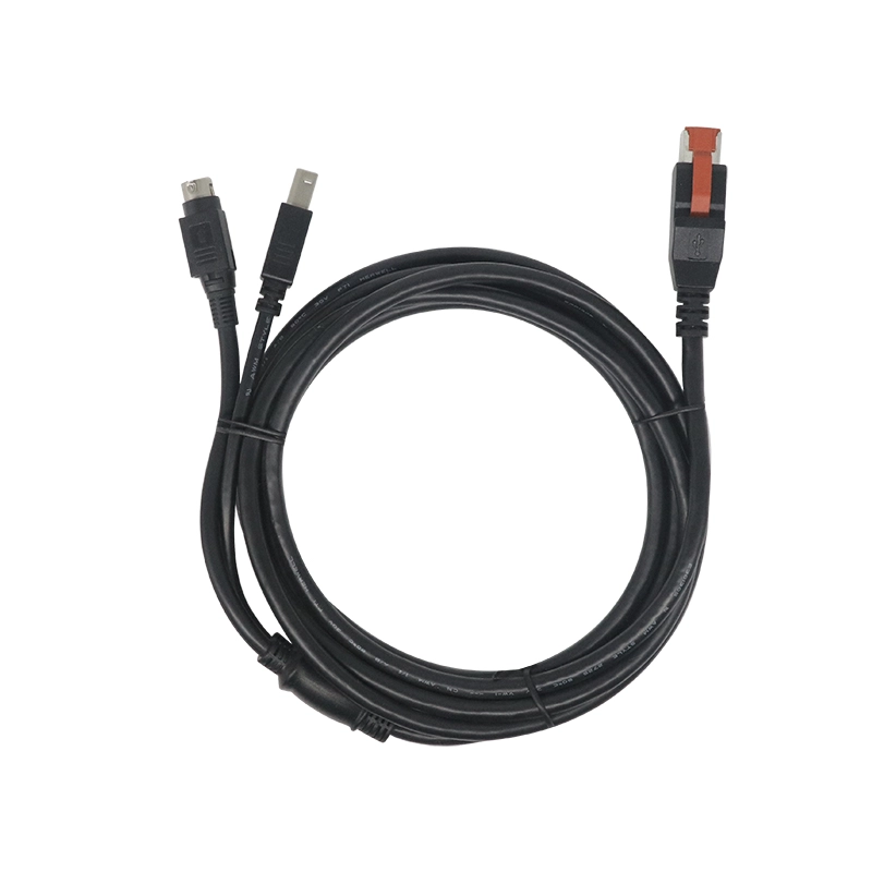 Cavo splitter Y di estensione USB alimentato a 24 V a USB B maschio con connettore Din a 3 pin