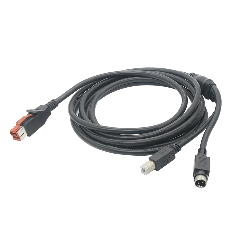 Cavo splitter Y di estensione USB alimentato a 24 V a USB B maschio con connettore Din a 3 pin