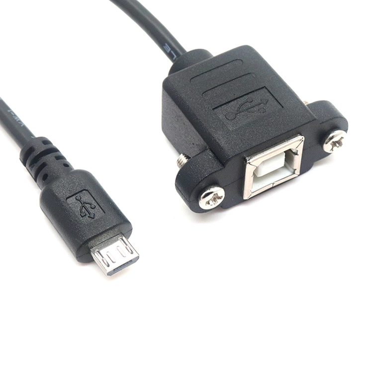 微型 USB 5 针公转 USB B 2.0 母扩展面板安装电缆带螺丝孔