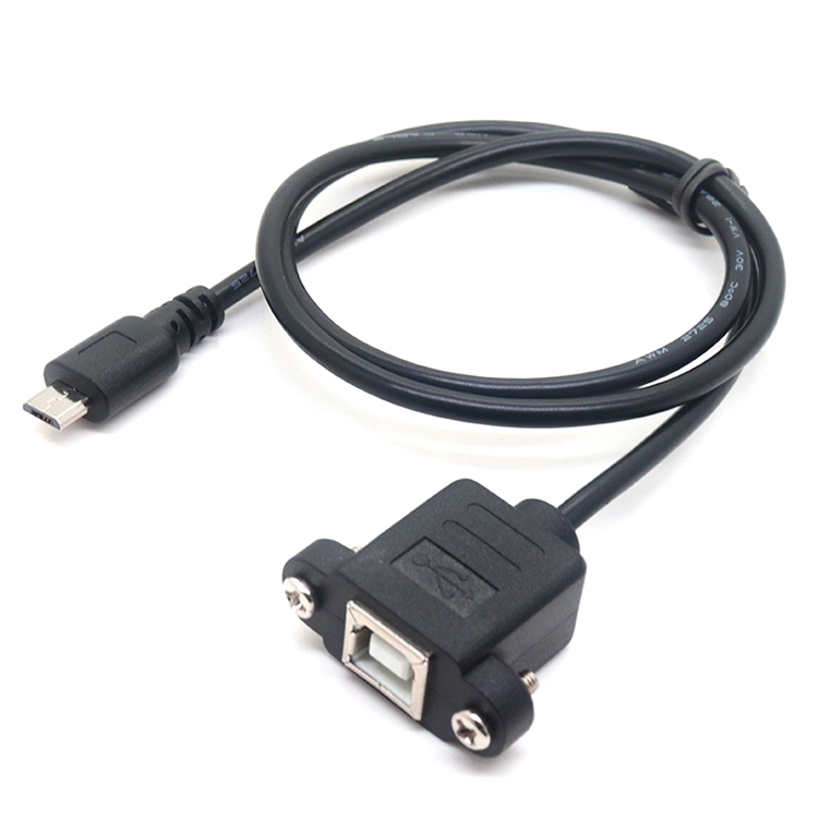 微型 USB 5 针公转 USB B 2.0 母扩展面板安装电缆带螺丝孔