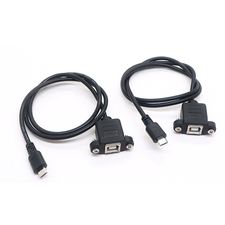 微型 USB 5 针公转 USB B 2.0 母扩展面板安装电缆带螺丝孔