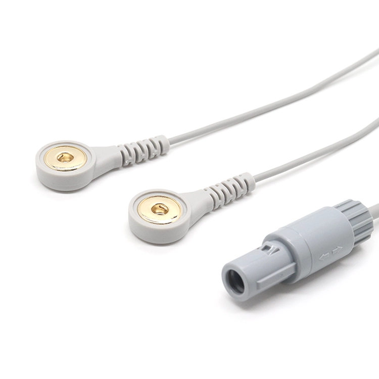 Enchufe de plástico Lemo a broche hembra de electrodo de placa de oro de 4,0 mm con 2 cables conductores