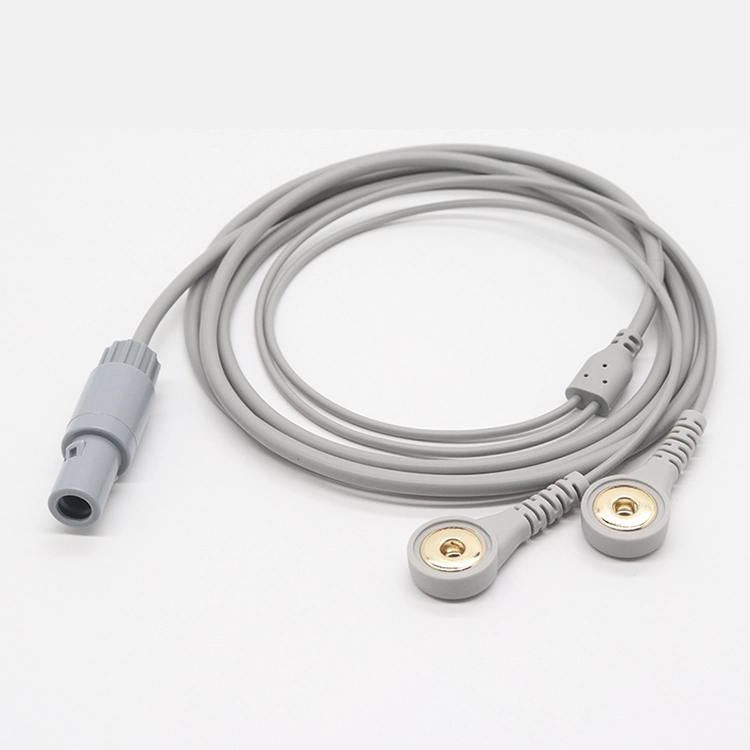 Enchufe de plástico Lemo a broche hembra de electrodo de placa de oro de 4,0 mm con 2 cables conductores