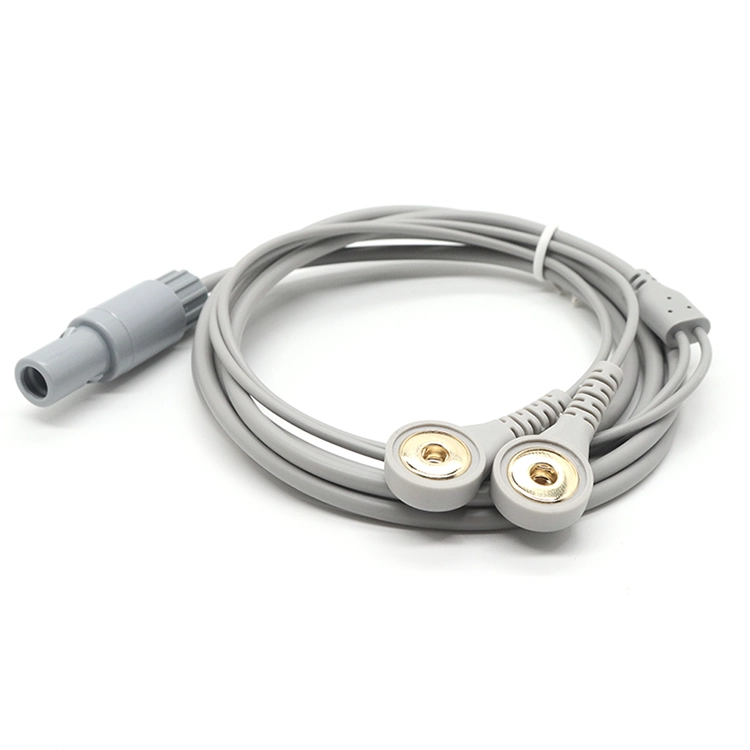 Enchufe de plástico Lemo a broche hembra de electrodo de placa de oro de 4,0 mm con 2 cables conductores