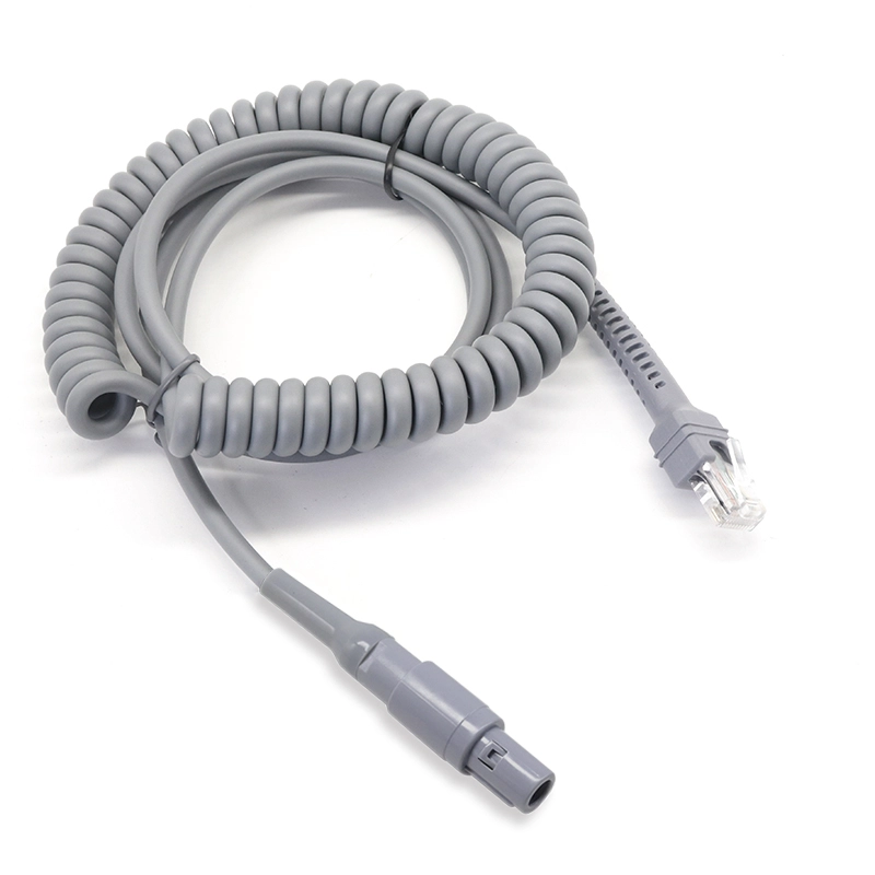 .Selbstsichernder Lemo-Padal-Kunststoffstecker für medizinisches Spiralkabel RJ50 10P10C