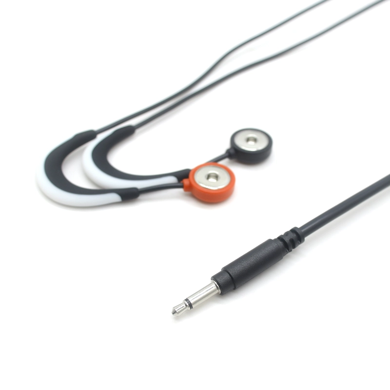 Chine Câble audio mâle à deux pôles de 3,5 mm, boucle d'oreille en silicone vers câble d'électrode Tens Snap Tens femelle 4,0 pour la tâche de transfert de données de l'appareil de physiothérapie fabricant