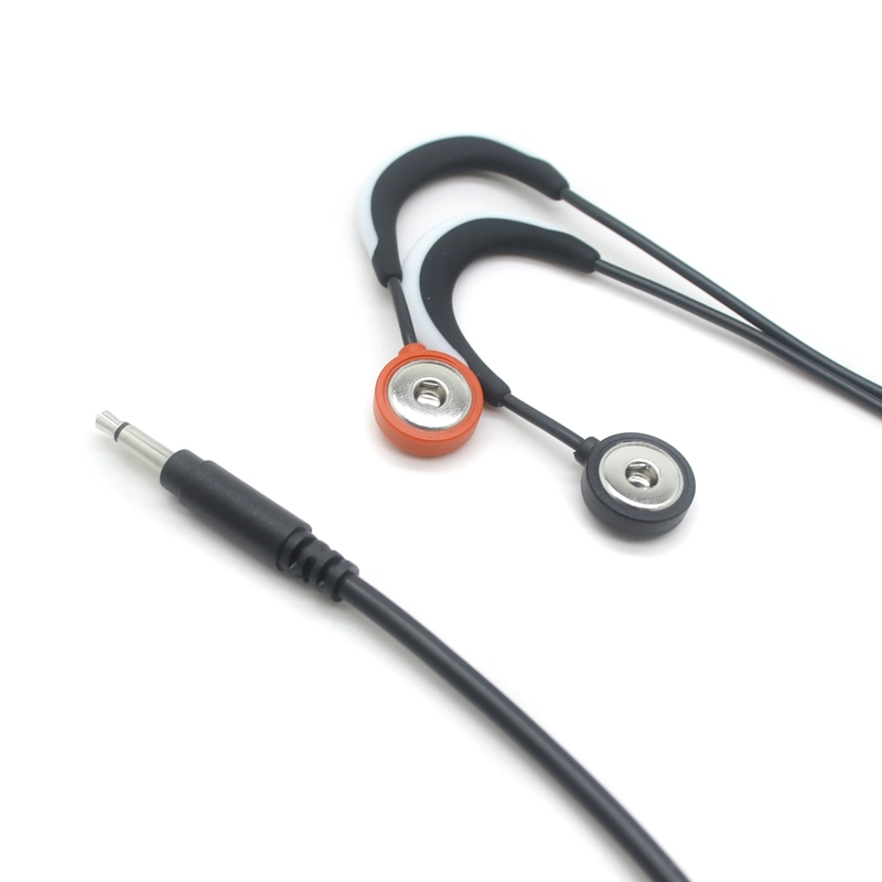 Dwubiegunowy męski kabel audio 3,5 mm Kolczyk silikonowy do żeńskiego kabla elektrodowego 4,0 Snap Tens do przesyłania danych Zadanie urządzenia do fizjoterapii