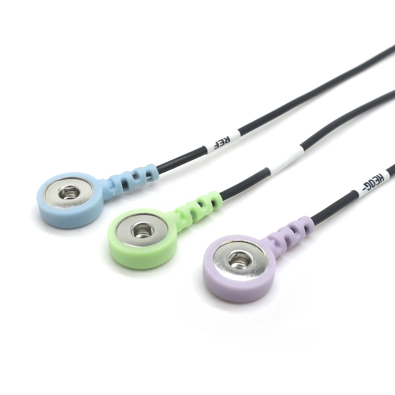 510 Ohm bis 12100 Ohm Widerstandswert DC 2,5 mm Goldstecker auf 4,0 mm Schnappelektrode Knopfelektrodendrahtkabel Kompatible Drähte für digitales TENS-Massagegerät