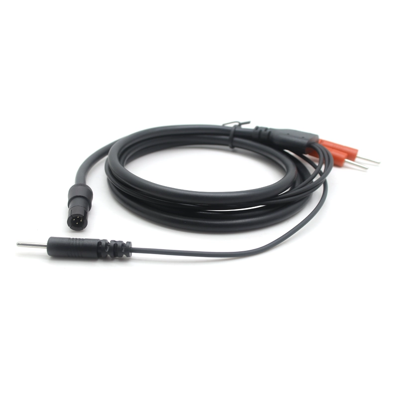 Universal 3in1 4P Snap-in Plug To 2.0 Electrode Pin ECG Electrode Needle Lead Cable With SR For Medical Equipment