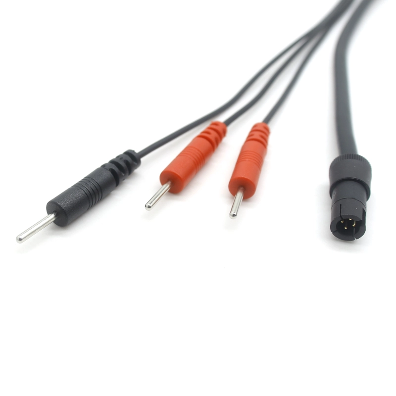 Universal 3in1 4P Snap-in Plug To 2.0 Electrode Pin ECG Electrode Needle Lead Cable With SR For Medical Equipment