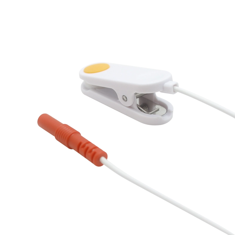 Factory 4.0mm 90 Degree Banana plug to electrode snap earthing grounding wire ESD therapy electrode cable white - COPY - rcgkwu