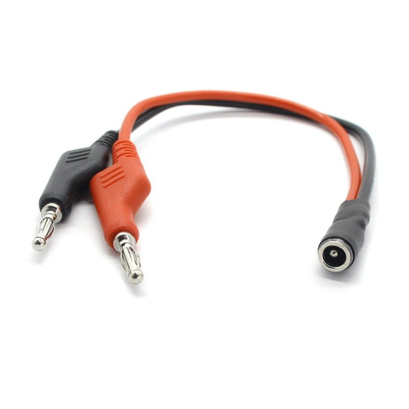 Customized 2 in 1 Stackable Banana Plugs to DC5521 Female Socket Cable for Medical Device Connectivity