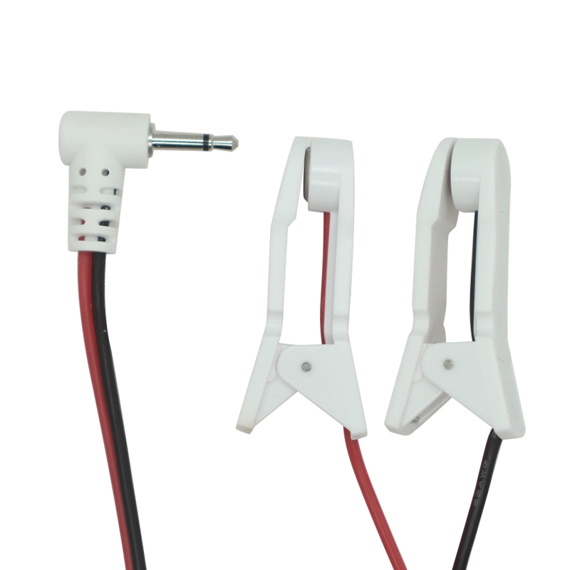 China 2,5 mm rechtwinkliger Audio-Stecker auf Zwei-in-Eins-Elektroden-Ohrclip von Guangdong, professionelle Anpassung, ISO9001/13485, FDA, CE-Zertifizierung Hersteller