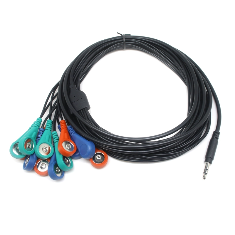 China Hoogwaardige 3 -polige audio -mannelijke plug naar multi -kleuren elektrode vrouwelijke snap medische kabel | Dongguan -fabrikant, ISO13485 & ISO9001 Certified fabrikant