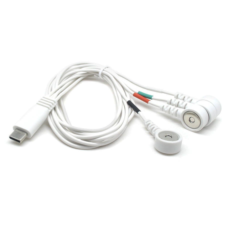 Customized Type C Male to 3.5mm Magnetic Snap Electrode Medical Cable | ISO13485 & ISO9001 Certified Dongguan Manufacturer