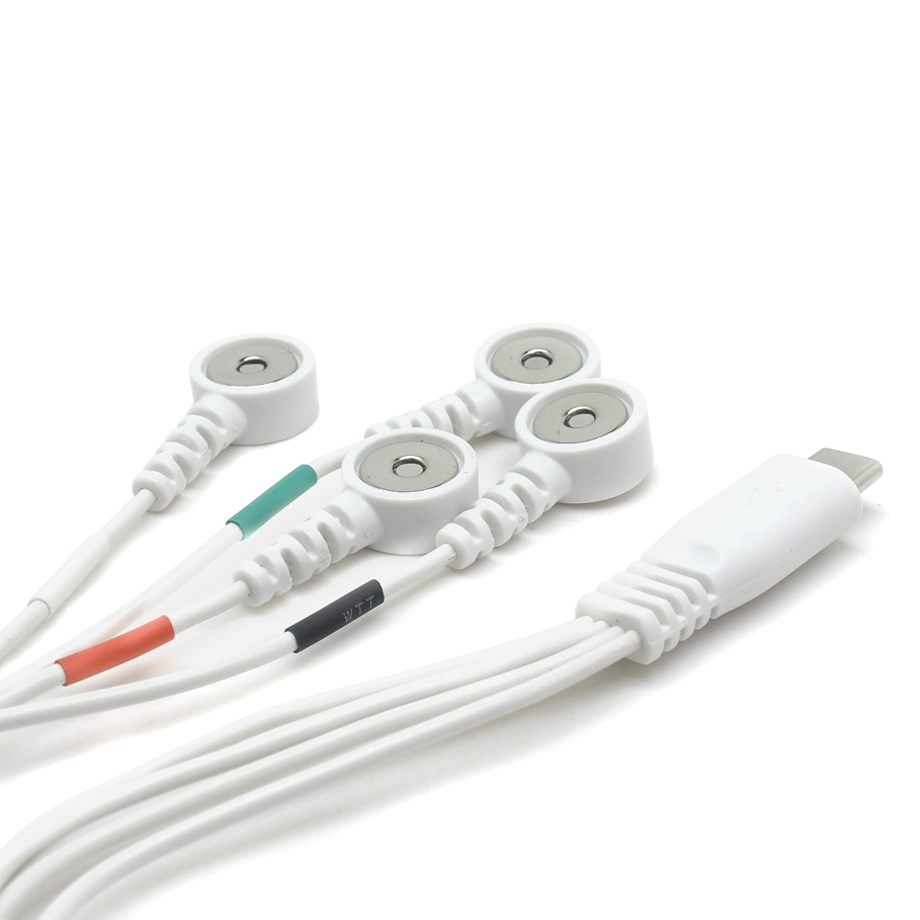 Customized Type C Male to 3.5mm Magnetic Snap Electrode Medical Cable | ISO13485 & ISO9001 Certified Dongguan Manufacturer