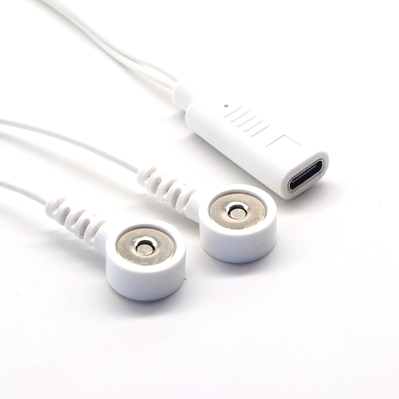 USB-Typ-C weiblich bis zwei 3,5 mm Snap-Elektroden Medizinisches Kabel | ISO13485 zertifizierter Dongguan -Hersteller