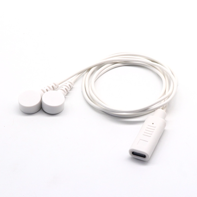 USB-Typ-C weiblich bis zwei 3,5 mm Snap-Elektroden Medizinisches Kabel | ISO13485 zertifizierter Dongguan -Hersteller